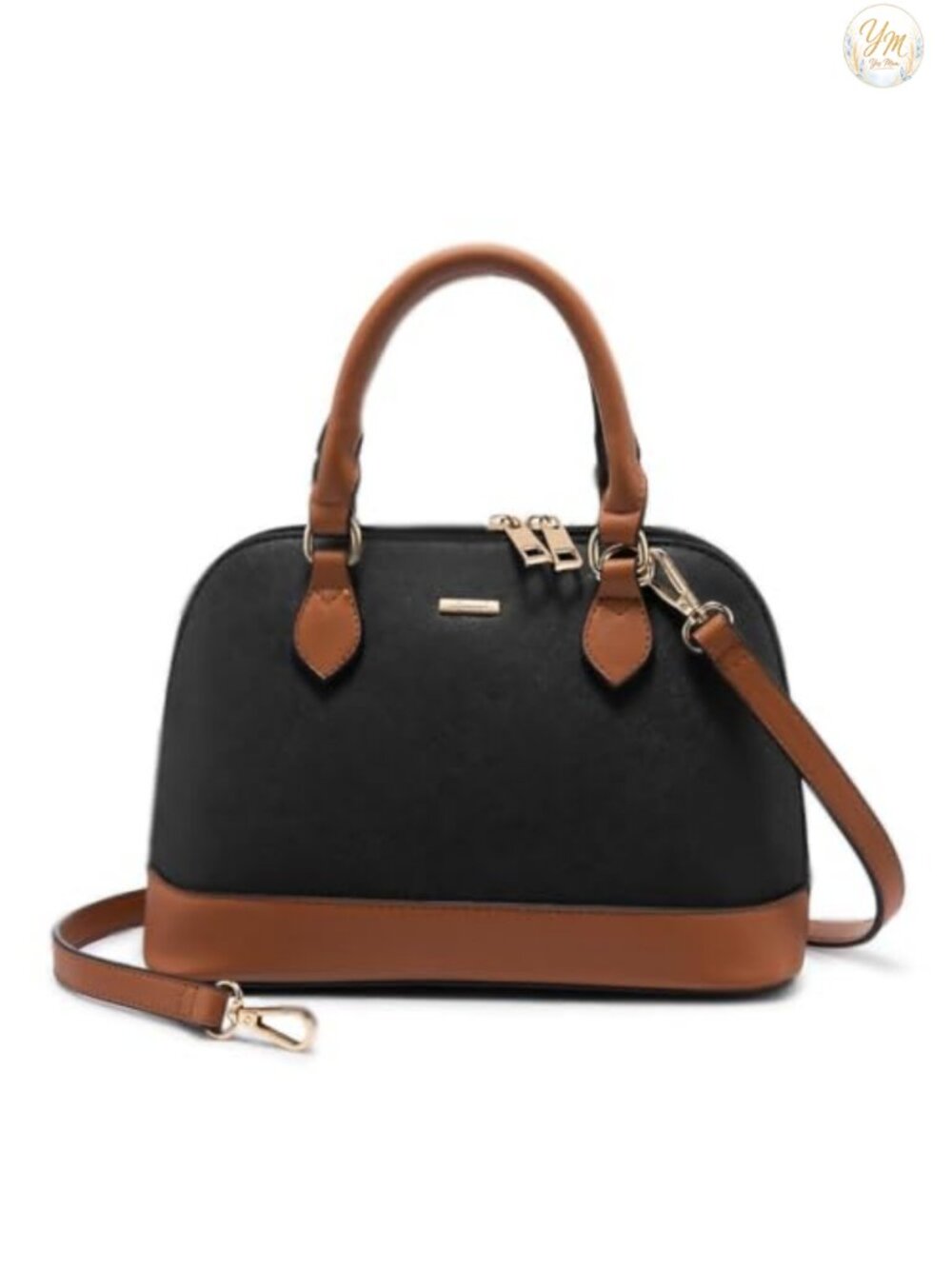 Faux Leather Crossbody Satchel Handbag Double Zip Vegan Leather
